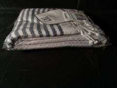 DII Navy Stitched Stripe Fouta Towel with Fringe Detail – 39" x 71"