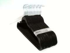 Black Velvet Hangers with Chrome Hooks – 25 Count