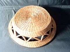 Un Pueblo Handmade Pine Needle & Nickel Large Santa Fe Basket – Round 15" x 11"