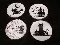 Whimsical Halloween Charger Plates Set – Black/White 4 Piece