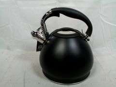 Kitchen Details Stovetop SS Whistling Tea Kettle – Matte Black 3.6 Qt