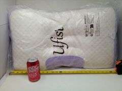 Lot of 2 Ufist Memory Foam Pillows, Ergonomic, Cream/Lilac, Standard 27"x17"