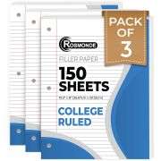 Rosmonde, College Ruled Filler Paper, 10.5" x 8", 150 Sheets, 3 Pack