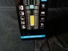 USB Charge Camping Flashlight – Black/Silver L-S03
