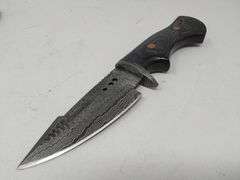Handmade Damascus Knife with Exotic Wood Handle and Genuine Leather Sheath