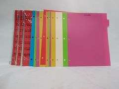 Assortment of Amazon Basics Plastic Folders with 3 Holes Punched