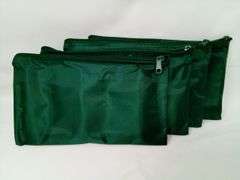 Set of 4 Nylon Zipper Bags & Pouches, Green - for School, Money, Makeup