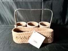 Un Pueblo Handmade Pine Needle & Nickel Basket for Food & Drink – 12"x7"x8"