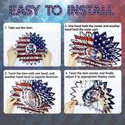 American Flag Sunflower Gnome Statue of Liberty Wind Spinner – 12" Dia.