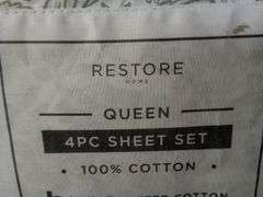 Better Cotton Restore Home Cotton Sheet Set – Sage Fenella Queen 4 Piece
