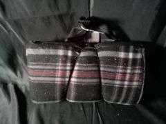 Oniva Brand Outdoor Blanket Tote with Water-Resistant Underside – Black Tartan