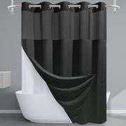 EUTXL, Fabric Shower Curtain With Snap-in Liner, Black, 71"W x 74"H