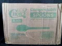 EcoCHoice Heavy Weight Compostable CPLA Plastic Spoons – Black 1000/Case