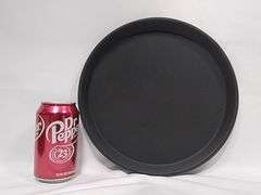 Round Plastic Non-Slip Serving Tray – Black 8 Count