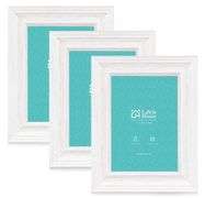 LaVie Home, Picture Frames, Distressed White Wood Grain, 5" x 7", Set Of 3