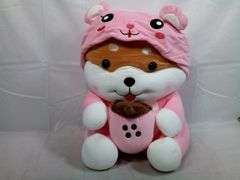 Cute Shiba Inu Bubble Tea Plush Pillow, Soft Stuffed Toy Gift, 19"
