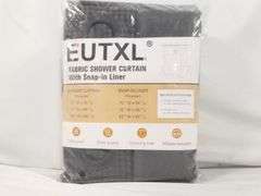 EUTXL, Fabric Shower Curtain With Snap-in Liner, Black, 71"W x 74"H
