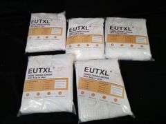 Lot of 5 EUTXL Fabric Shower Curtain with Snap-in Liner – White 71"W x 74"H
