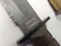 Ontario Knife Co OKC3S Marine Bayonet, Black Blade, Tan Hard Sheath