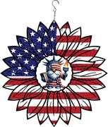 American Flag Sunflower Gnome Statue of Liberty Wind Spinner – 12" Dia.