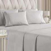 CGK Linens Extra Deep Full Light Grey Bed Sheet Set – 6 Piece