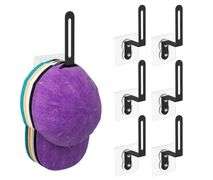 Xigoo Wall Mounted Adhesive Hat Hooks, Hat Racks – Black 6 Pcs
