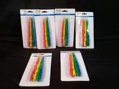 Lot of 6 321 Party! Rainbow Spiral Birthday Candles – Asst Colors, 10 Count ea.
