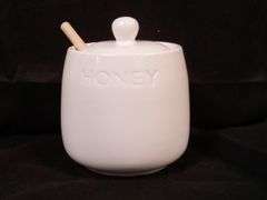 Bushwick Kitchen, Honey Pot With Dipper, White