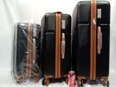 Cosbarn Carry On Hardside Spinner Luggage Set – Black/Brown 3-Piece