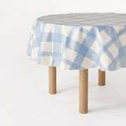 Threshold, Classic Spring Pattern Round Oiled Tablecloth, Blue Plaid, 70" Dia