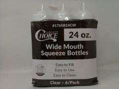 Choice, Wide Mouth Squeeze Bottles, Clear, 24 Oz, 6 Pack