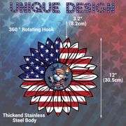 American Flag Sunflower Gnome Statue of Liberty Wind Spinner – 12" Dia.