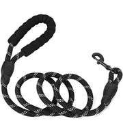 Rope Dog Leash, Padded Handle, Black, 6.5 Ft