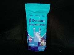Because, Incontinence Disposal Bags, 8" x 5" x 16", 50 Count
