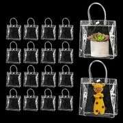 Lot Of 16 Christmas Gift Tote Bags, Reusable Transparent Party Favor Bags, Clear