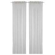 Ikea Bymott Striped White/Light Gray Curtains – 47" x 98" 2 Panels