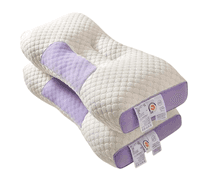 Lot of 2 Ufist Memory Foam Cervical Neck Pillow – Cream/Purple