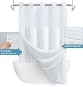EUTXL Fabric Shower Curtain with Snap-in Liner – White 71W x 74H