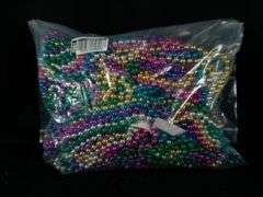 Lot of 10 Round Bead Metallic Mardi Gras Beads – Assorted Colors