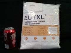 EUTXL Fabric Shower Curtain with Snap-in Liner – White 71W x 74H
