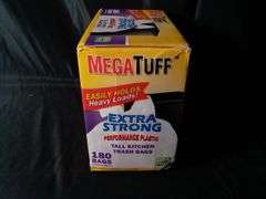 MegaTuff Extra Strong Performance Plastic Tall Kitchen Trash Bags – 180 Bags
