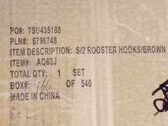Set Of 2 Rooster Hooks, Brown