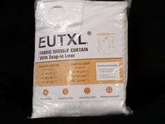 EUTXL Fabric Shower Curtain with Snap-in Liner – White 71W x 74H