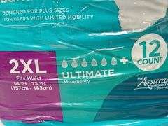 Lot of 2 Assurance Unisex Bariatric Brief – Ultimate Absorbency, 2XL 12 Count ea