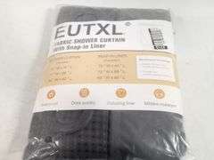 EUTXL, Fabric Shower Curtain With Snap-in Liner, Black, 71"W x 74"H