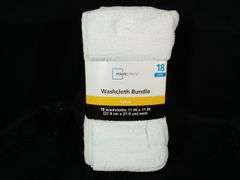 Mainstays Washcloth Bundle – White 11" x 11" 18 Count