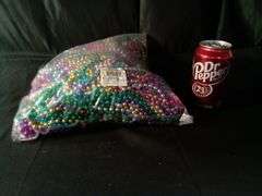 Round Bead Metallic Mardi Gras Beads – 33" 6 Colors, 1 Gross Per Bag
