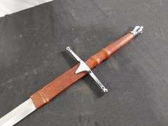 Stainless Steel Sword With Leather Sheath, 40"