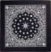 Set of 12 Bandanas, Black, Paisley, 22"x22", 100% Cotton (4 packs of 3 bandanas)