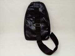 Cross Body Sling Backpack, Faux-Leather, Black, Men's, 3 compartments